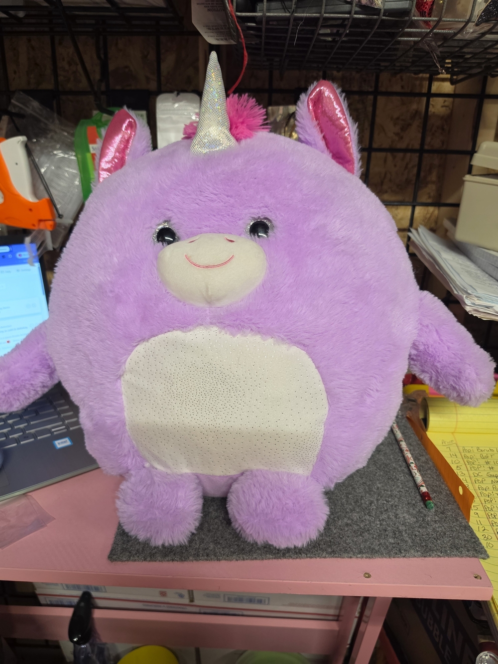AT-1 Plush Purple Unicorn Plushie Stuffed Toy - Soft Round Cuddly Companion